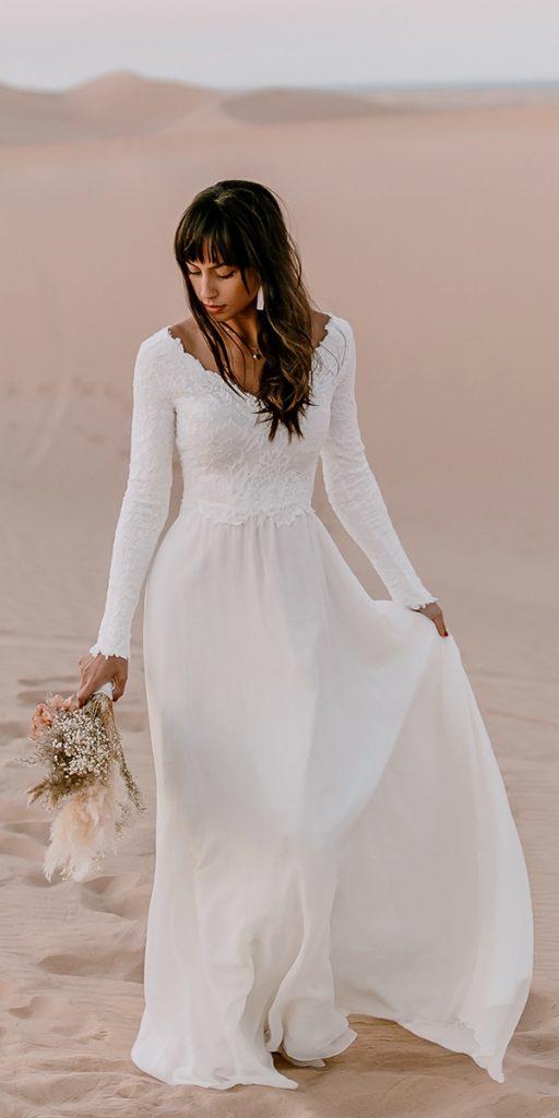 long sleeve wedding dresses a line lace bohemian wearyourlovexo