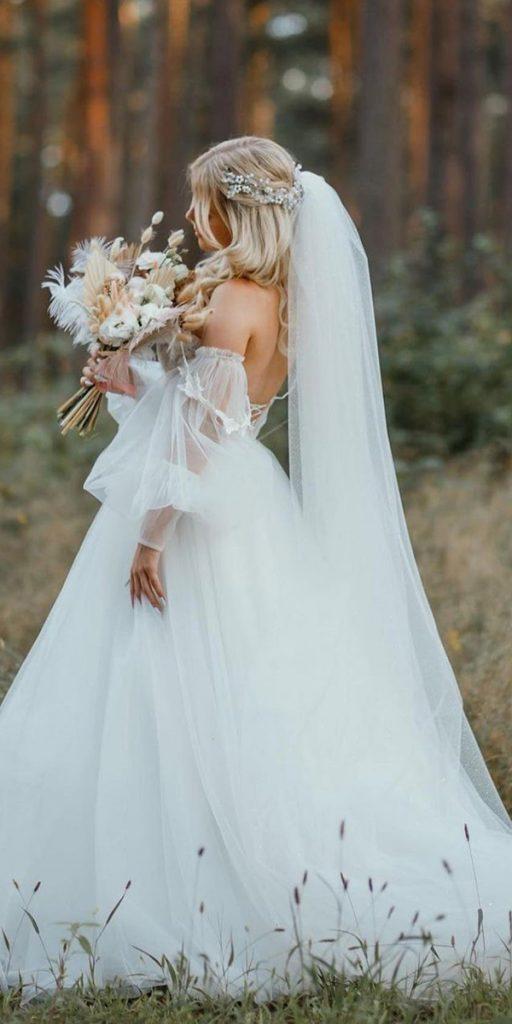 long sleeve wedding dresses simple ball gown off the shoulder alexveil