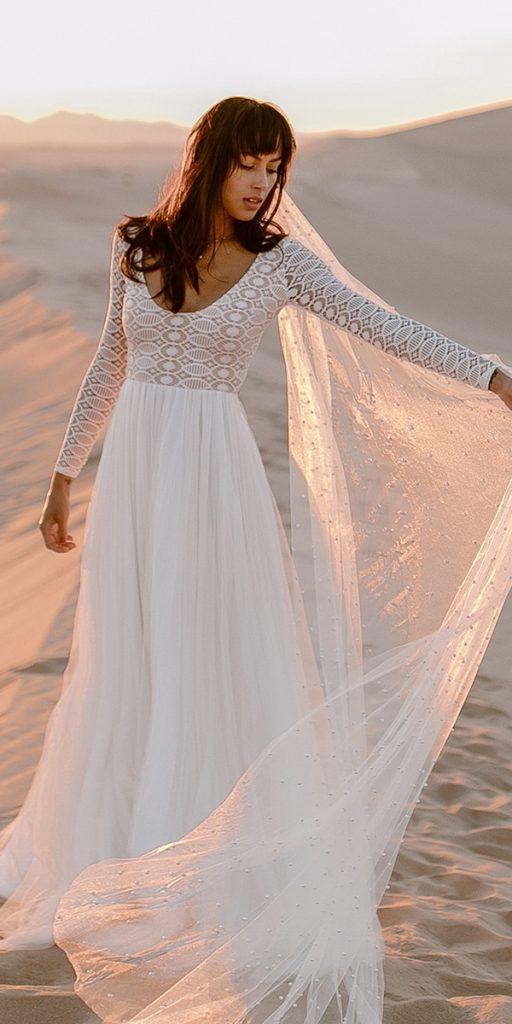 rustic wedding dresses a line with long sleeves wearyourlovexo