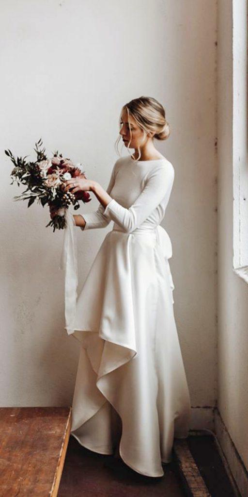 simple wedding dresses with sleeves high low modest olivia strohm