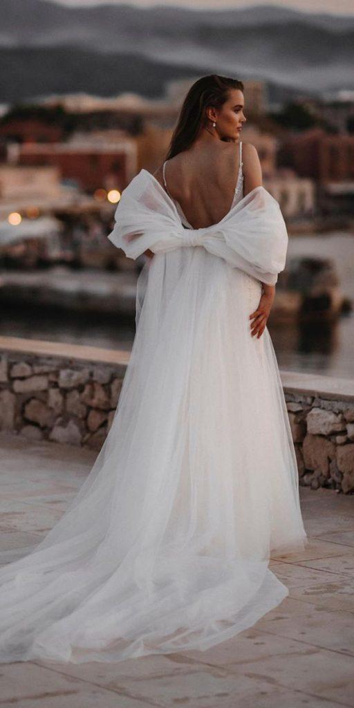 summer wedding dresses simple with spaghetti straps bow millanova