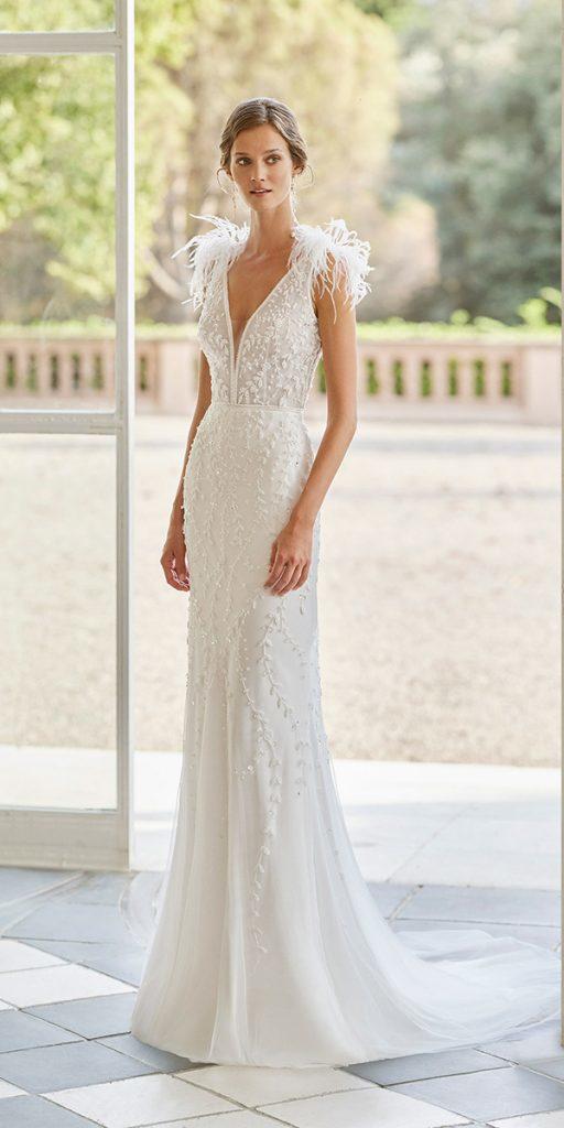 vintage wedding dresses sheath v neckline with fringe gatsby rosa clara