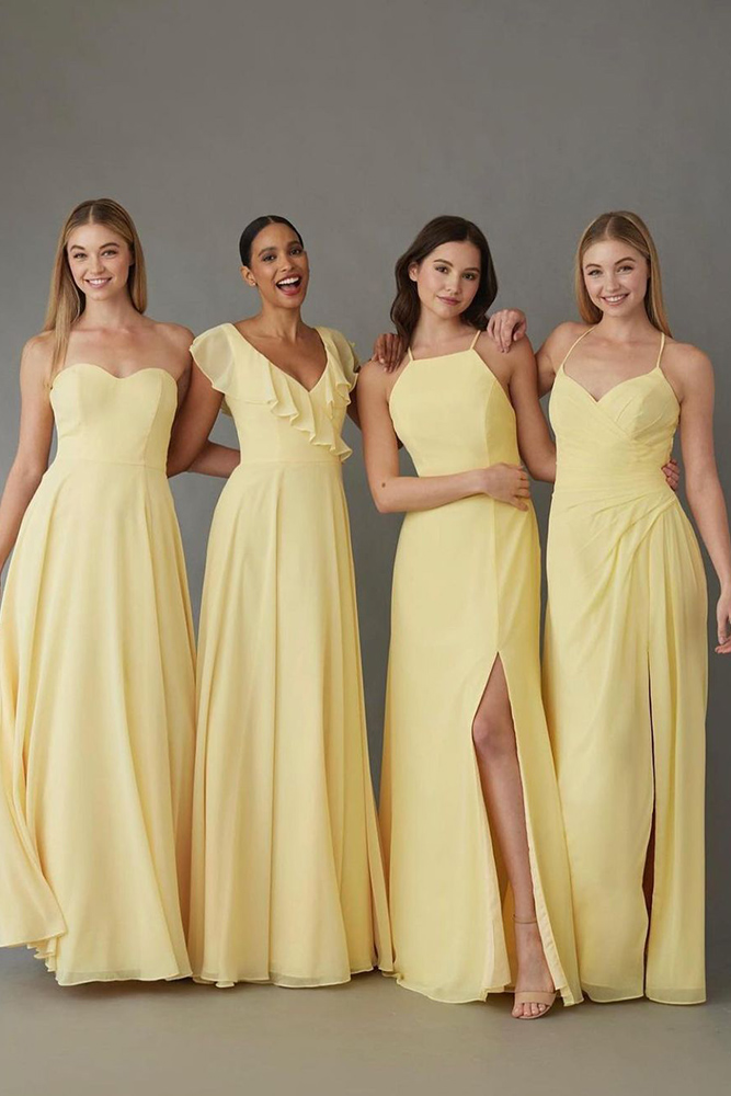  yellow bridesmaid dresses pastel simple long misshayleypaige