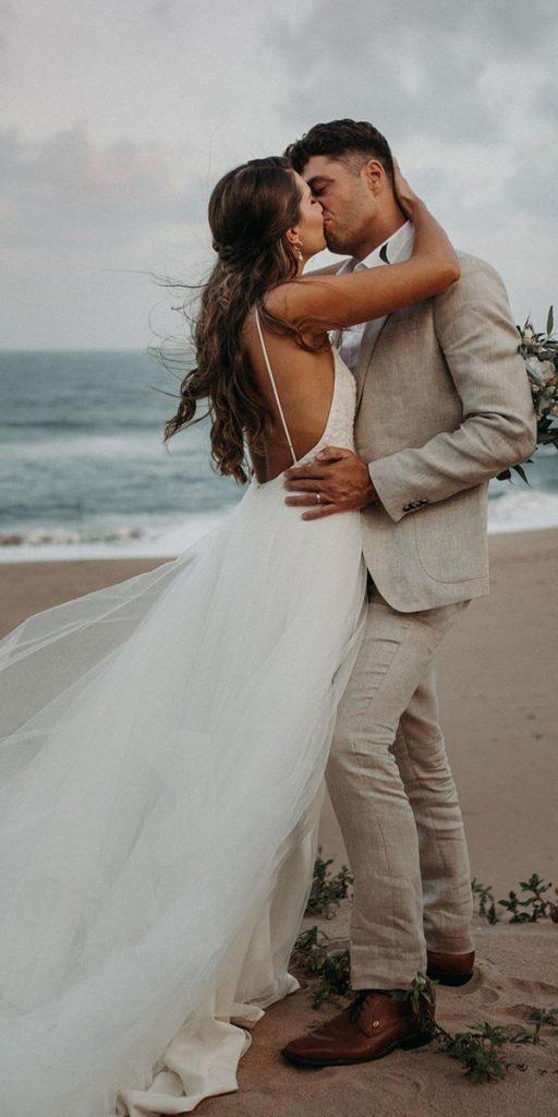 beach destination wedding dresses a line simple with spaghetti straps open back britandbride