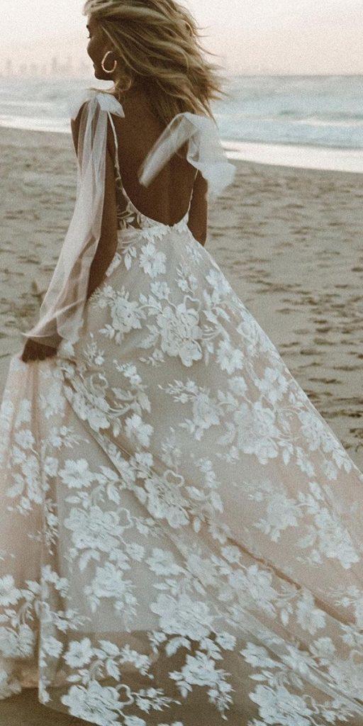 beach wedding dresses low back with straps madewithlove