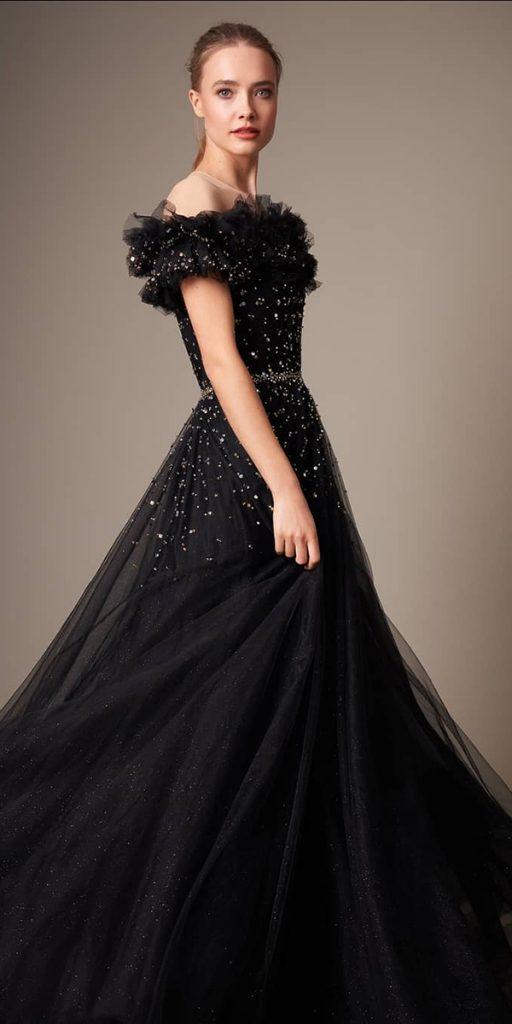black wedding dresses a line strapless neckline sequins jennypackham