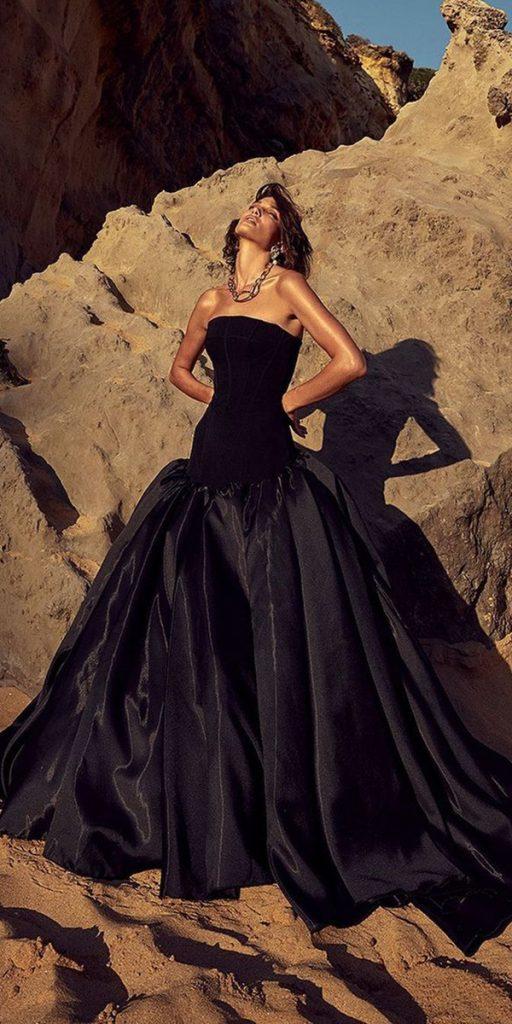 black wedding dresses simple strapless neckline ball gown kyhastudios