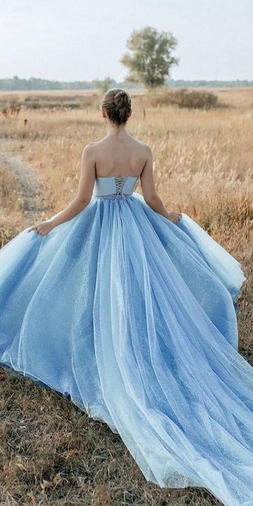 colored wedding dresses blue low back simple stylishbrideaccs