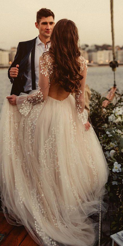 illusion long sleeve wedding dresses backless ball gown aliciaruedaatelier