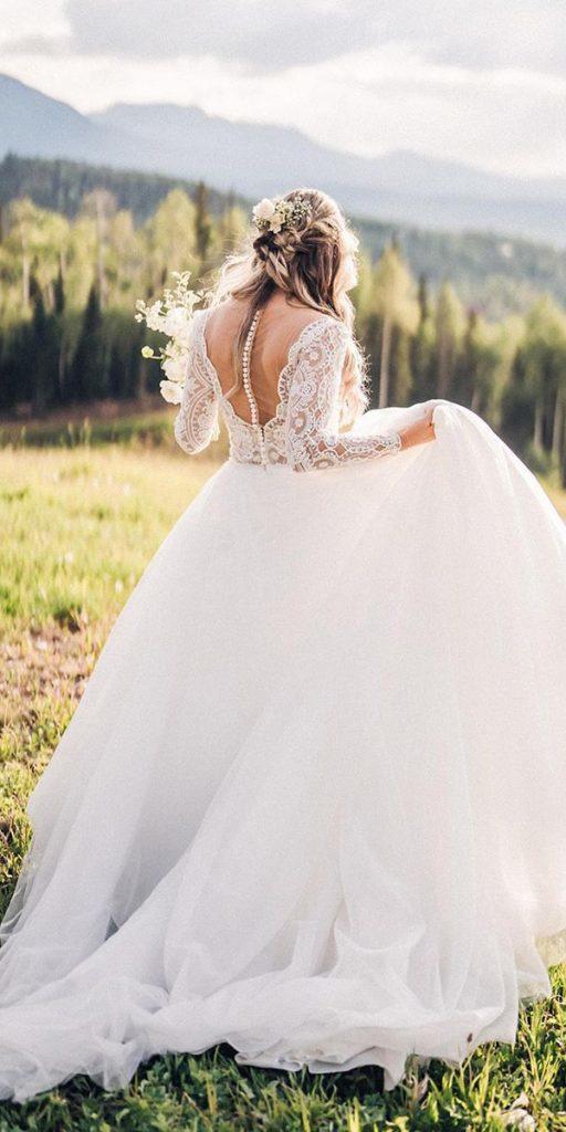 lace back wedding dresses illusion back with sleeves maggiesotter