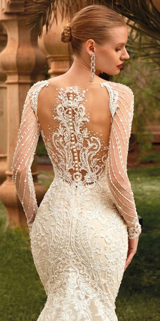 lace back wedding dresses with sleeves details demetriosbride