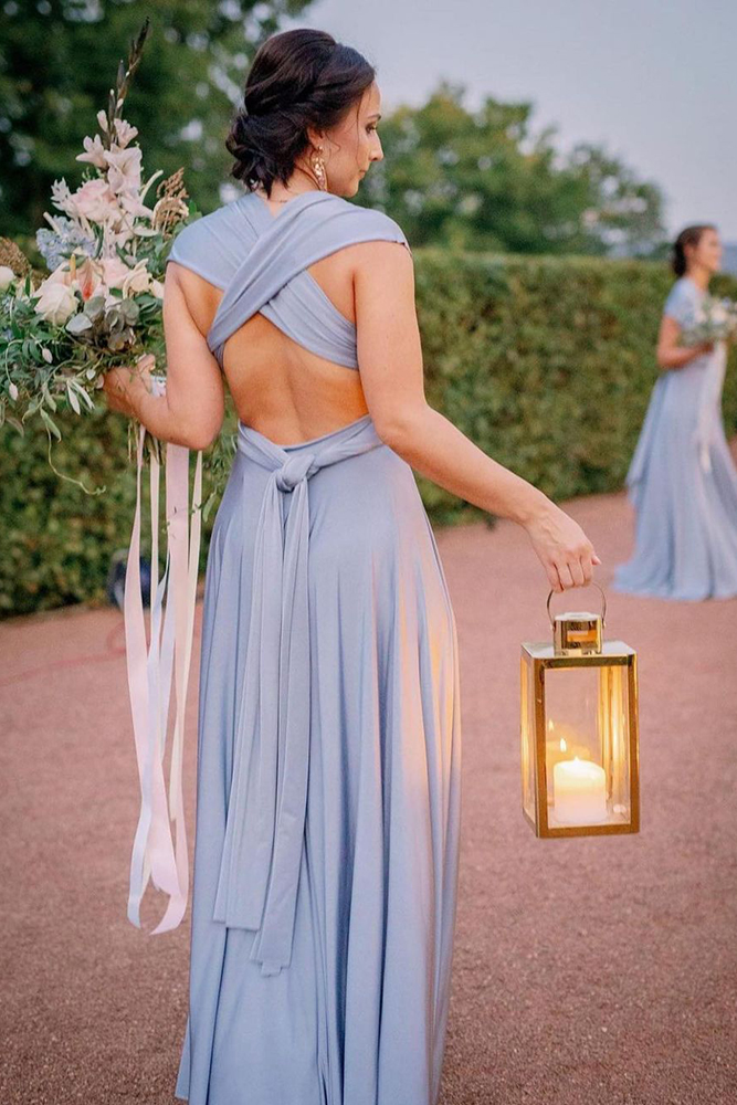 mismatched bridesmaid dresses blue simple twobirdsnewyork