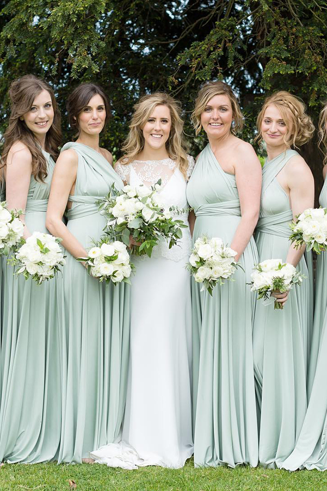 mismatched bridesmaid dresses green long twobirdsnewyork