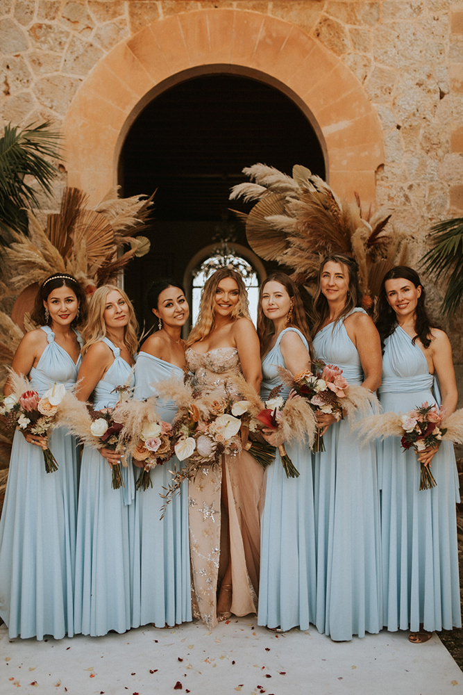 mismatched bridesmaid dresses simple blue long lauradeanphotograph