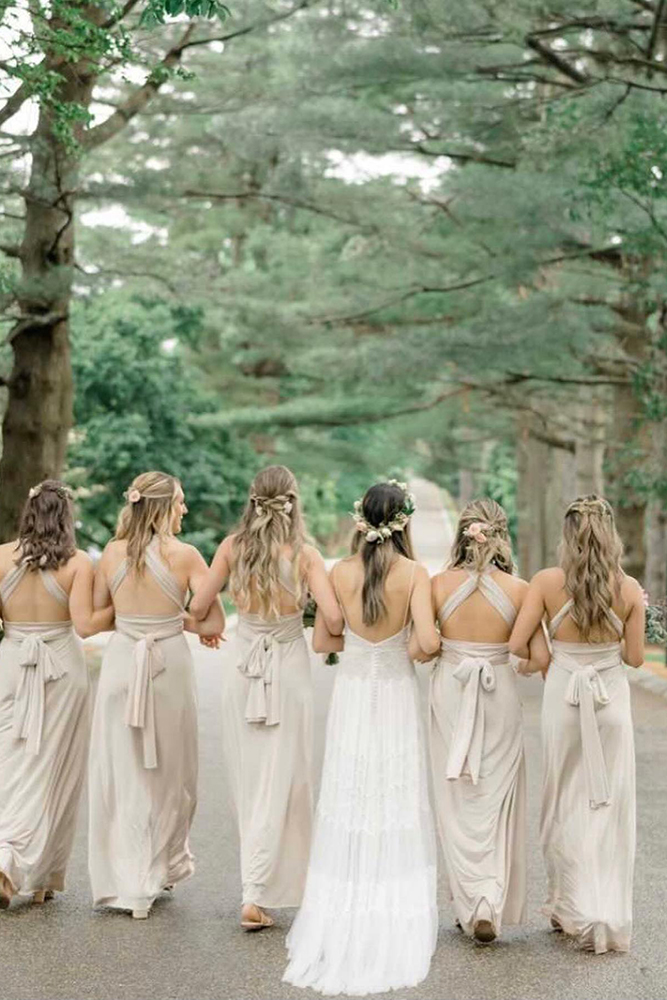 mismatched bridesmaid dresses simple long backless twobirdsnewyork