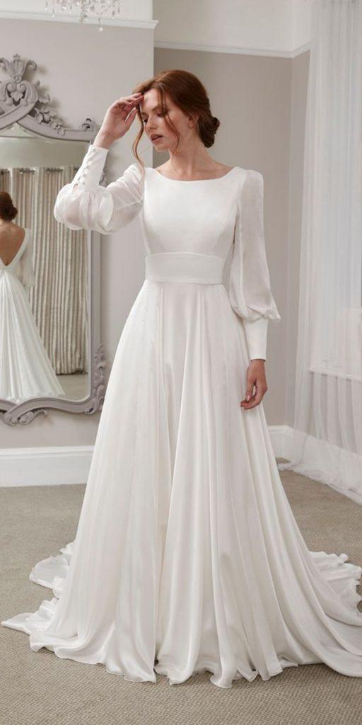 modest wedding dresses a line with long sleeves simple sassi holfold