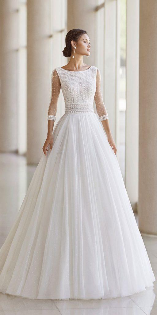Elegant A Line Long Sleeves V Neck Beach Wedding Dress Long Bridal Dre –  Bohogown