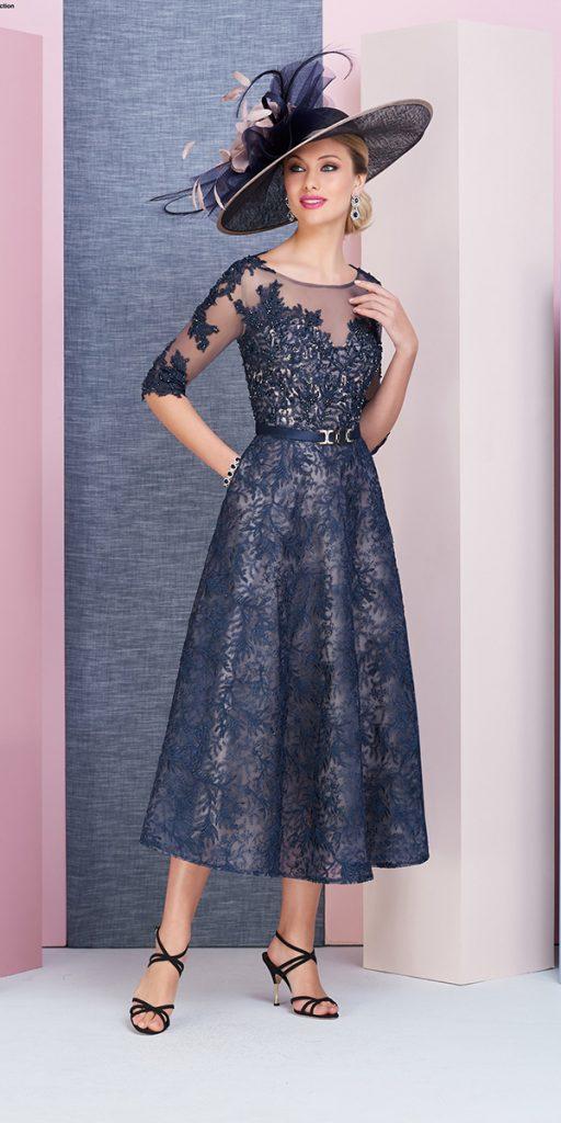  mother of the bride dresses tea length navy lace with sleeves ronald joyce