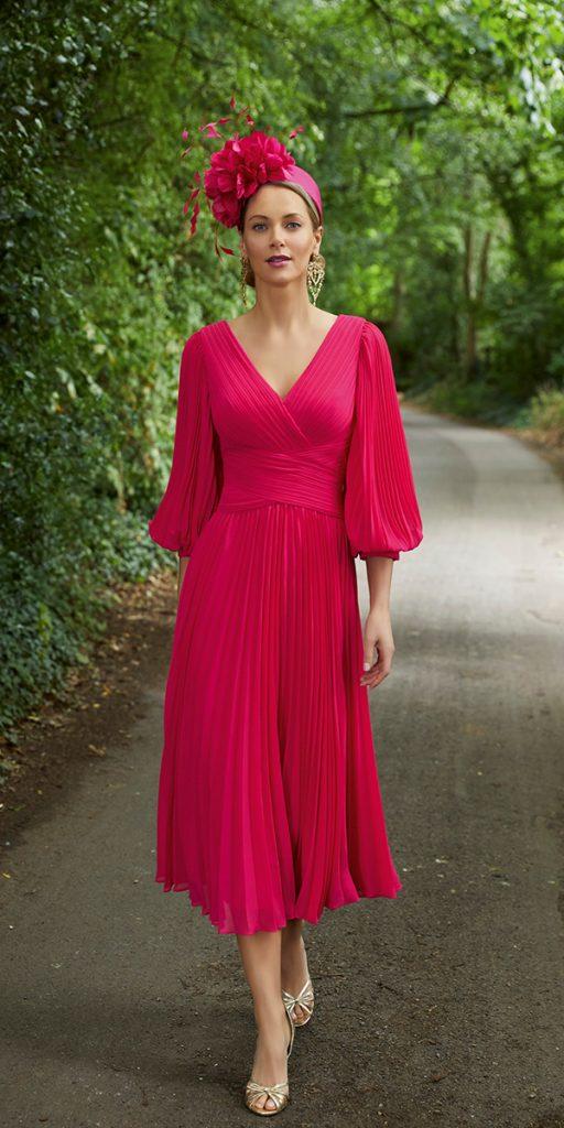 mother of the bride dresses tea length with long sleeves red v neckline ronald