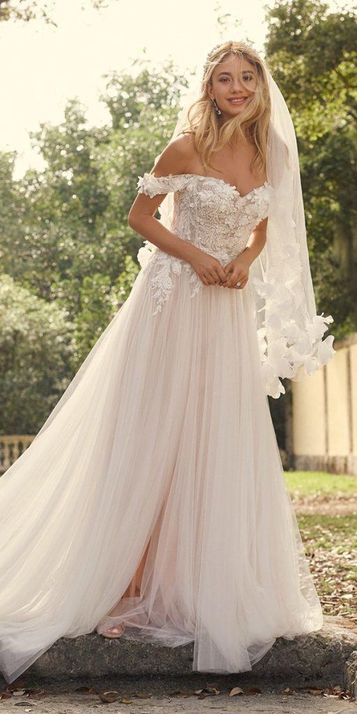 romantic bridal gowns a line off the shoulder lace sottero maggieee