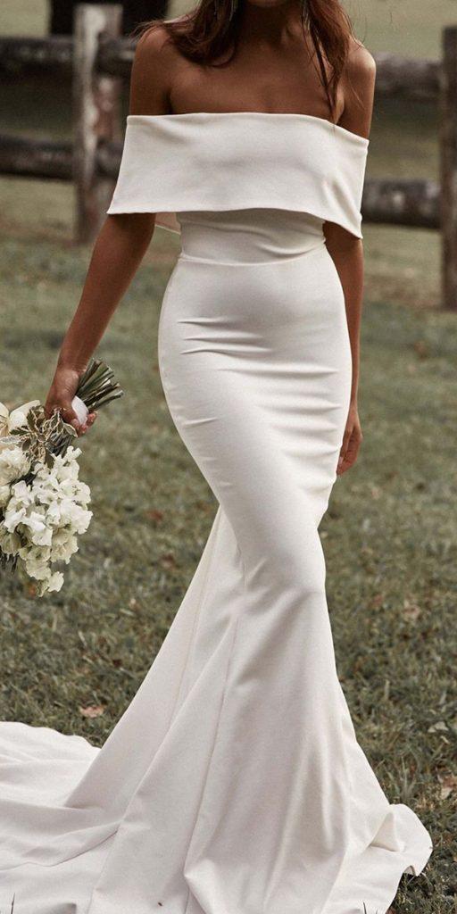 romantic bridal gowns simple off the shoulder strapless neckline grace_loves_lace