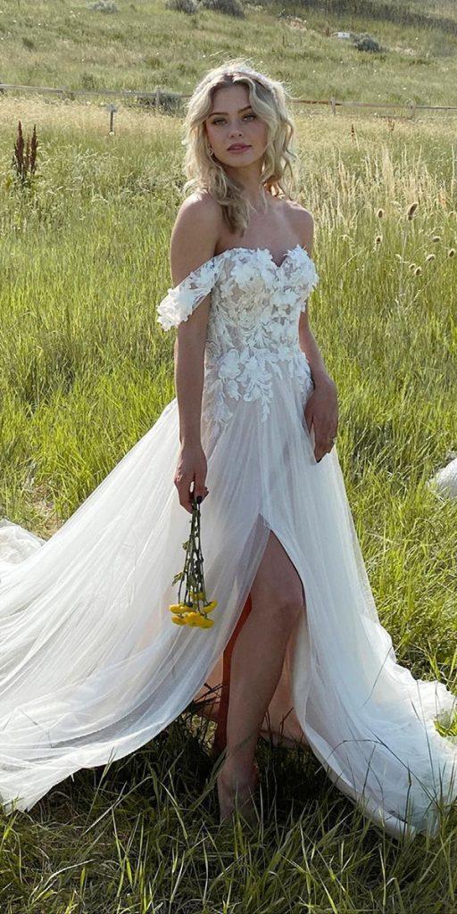 rustic-lace wedding dresses a line sweetheart strapless neckline off the shoulder maggiesottero