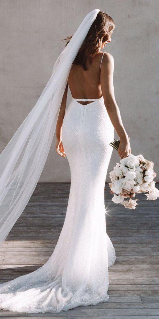 simple wedding dresses sheath with spaghetti straps backless madewithlove