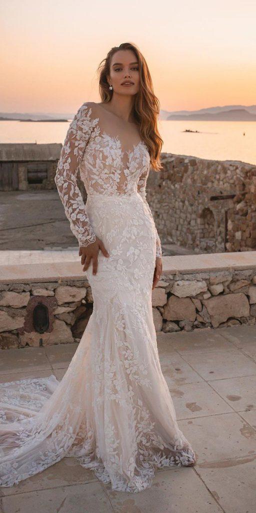 sweetheart mermaid wedding dresses with long sleeves lace sexy millanova