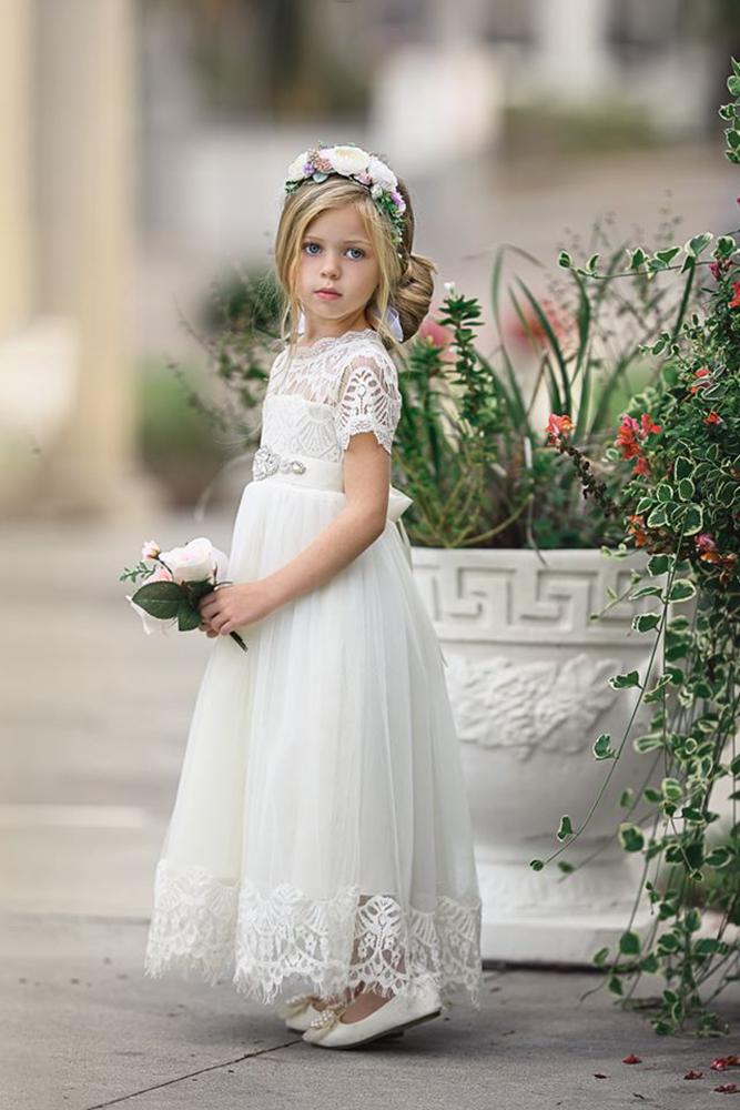 vintage flower girl dresses lace with belt sweet valentina