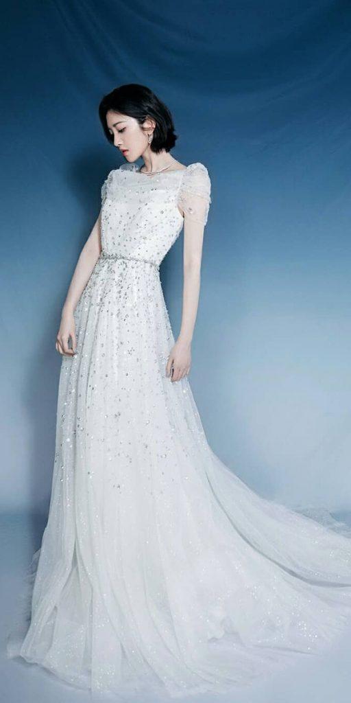 vintage wedding dresses with sleeves a line with cap sleeves jennypackham