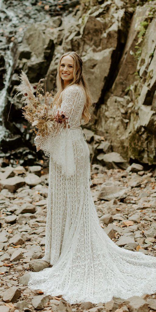 vintage wedding dresses with sleeves lace bohemian Willowby