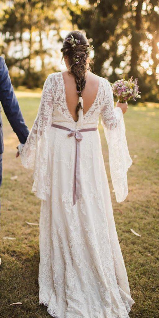 vintage wedding dresses with sleeves sheath lace country boho sommera