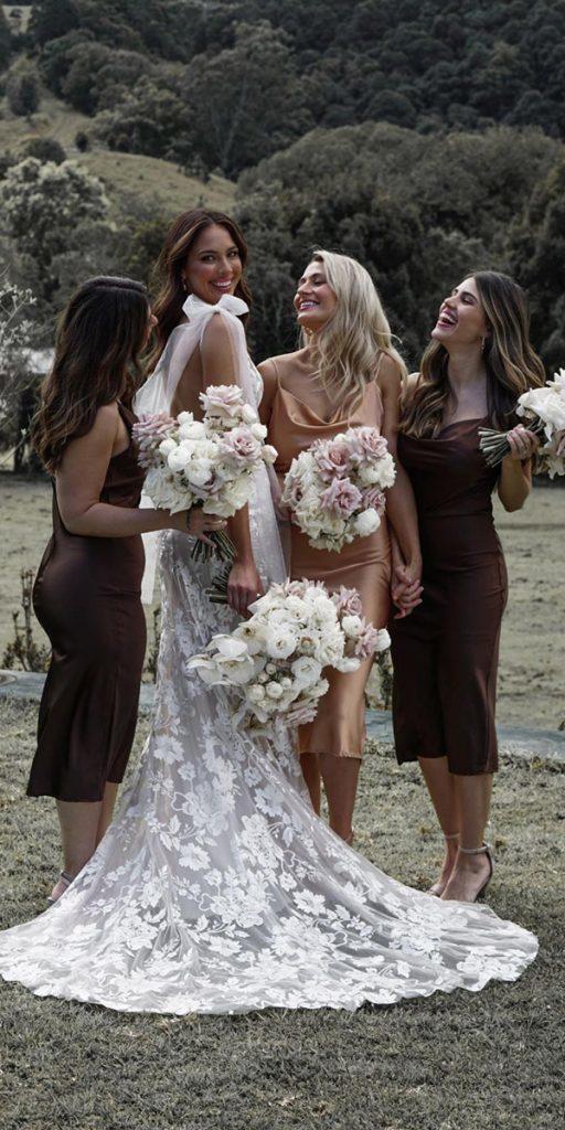 wedding party dresses bridesmaid rustic tea length made with love