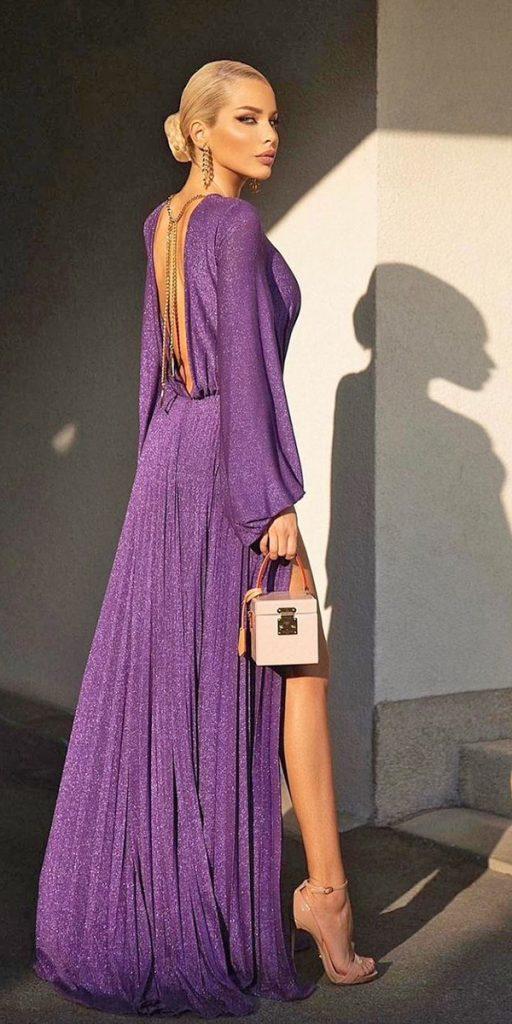 wedding party dresses open back with long sleeves velvet elisabettafranchi
