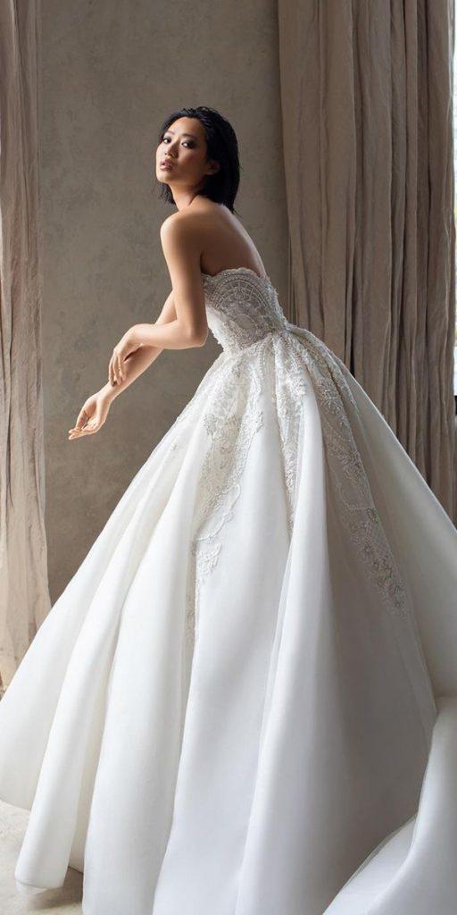 ball gown wedding dresses strapless neckline leahdagloria