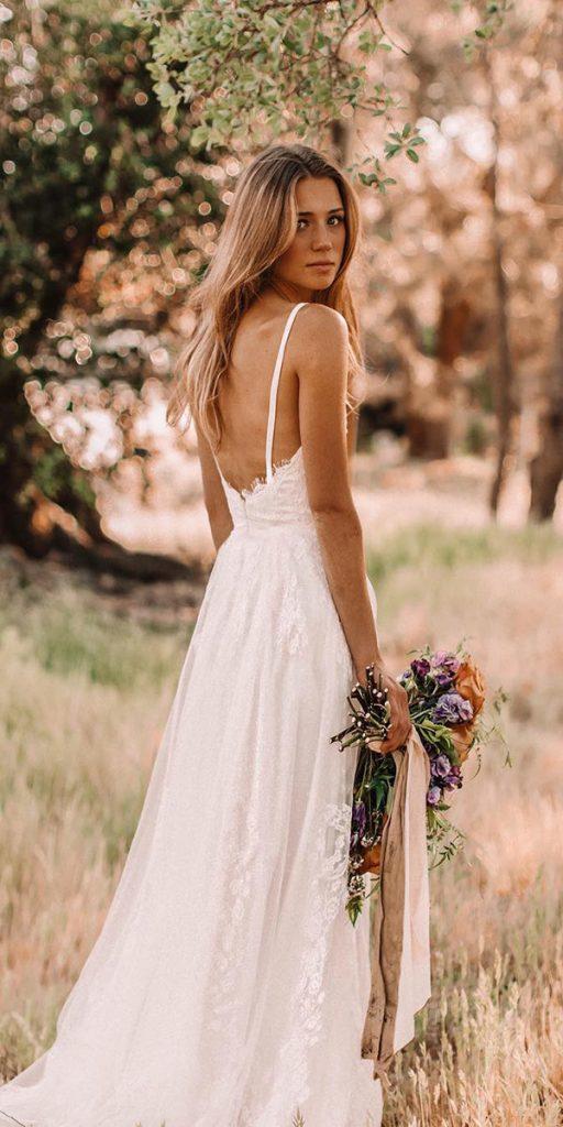  barnyard wedding dresses a line with spaghetti straps floraandlane