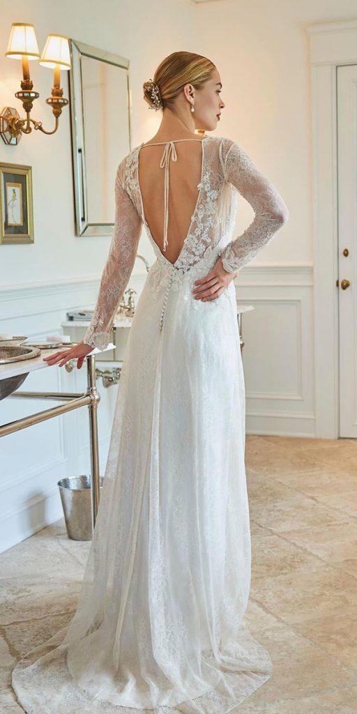 bridal gowns with sleeves a line boho lace v back jennyyoonyc