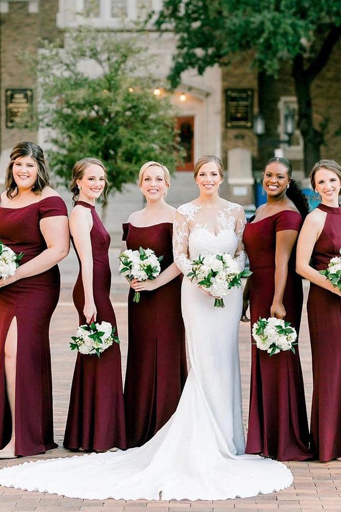 burgundy bridesmaid dresses long simple country bellabridesmaids