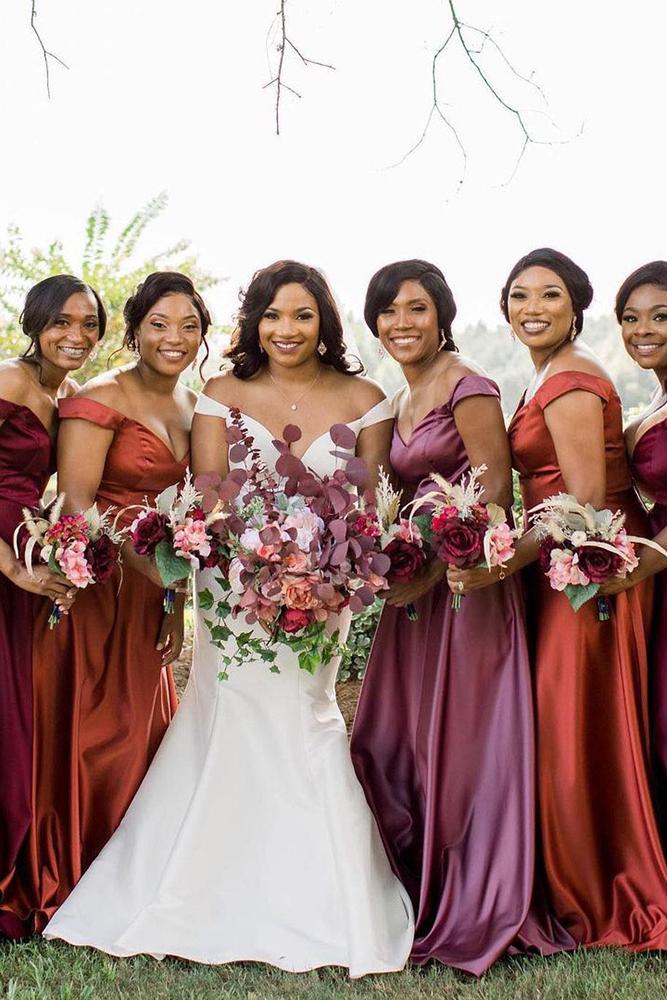 burgundy bridesmaid dresses simple country davidsbridal