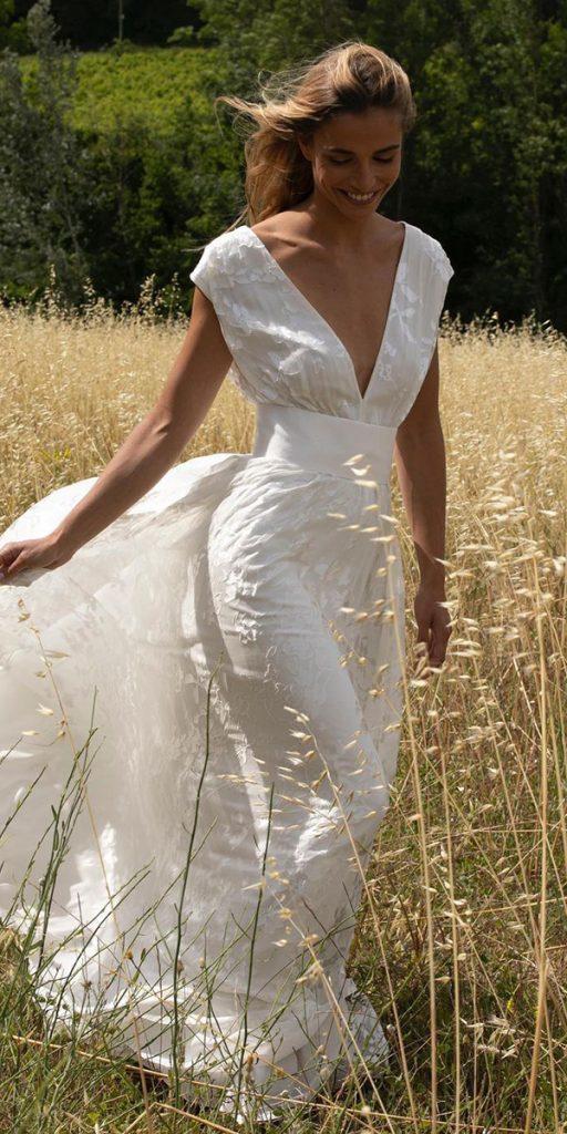 country wedding dresses a line v neckline rustic boho marielaportecreatrice