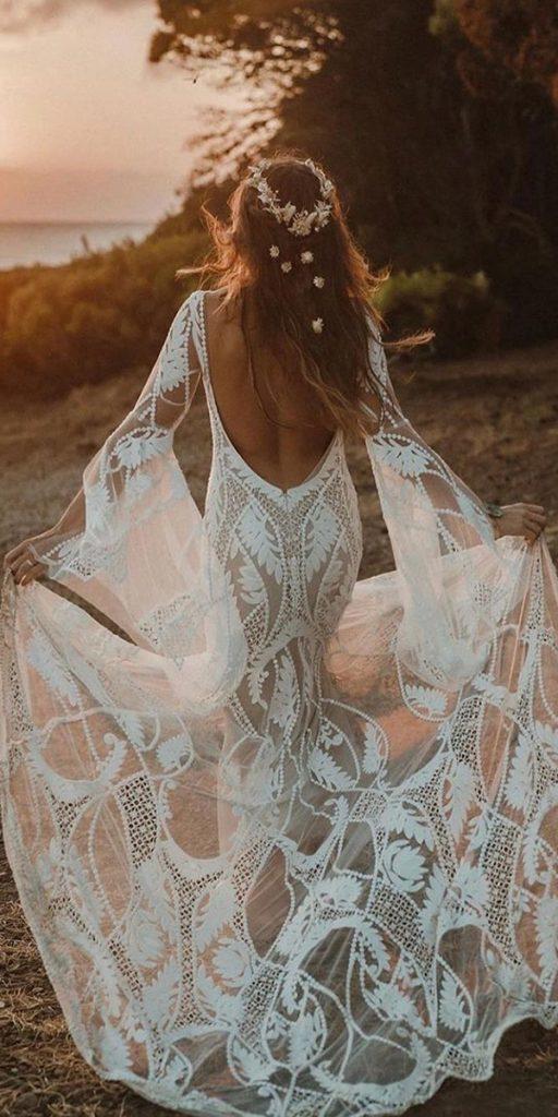  country wedding dresses boho open back lace ruedeseine