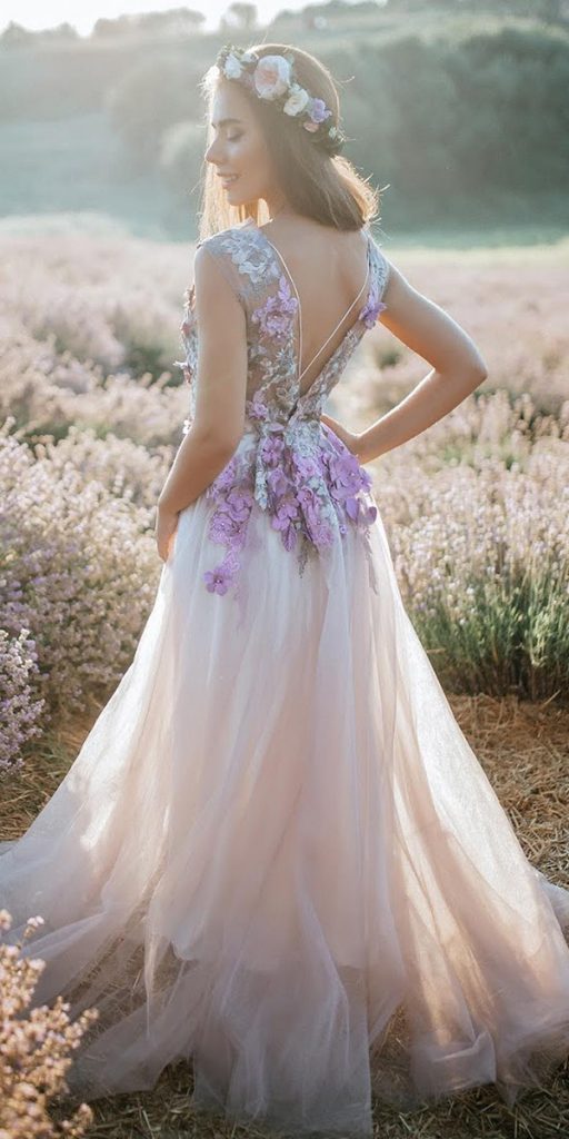 floral wedding dresses floral appliques v back stylishbrideaccs