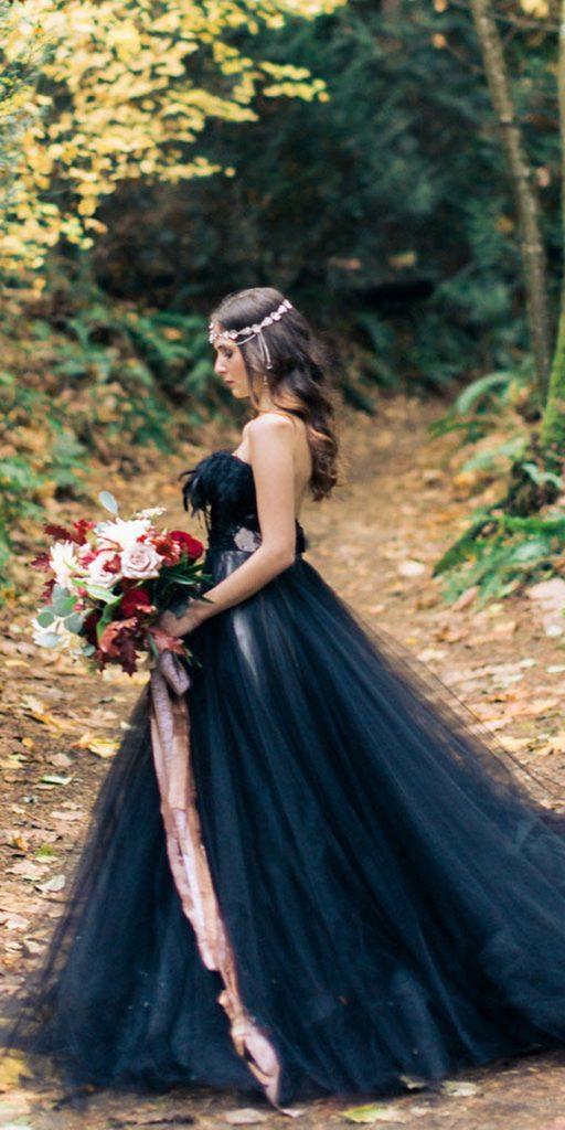 gothic wedding dresses black tulle skirt off the shoulder claire la faye