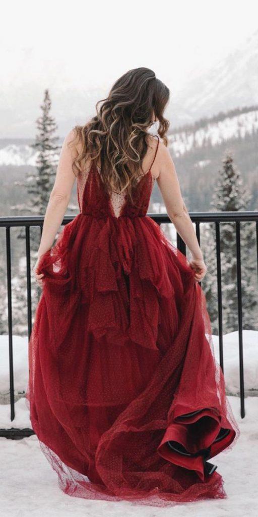 gothic wedding dresses red simple with spaghetti straps taralatour