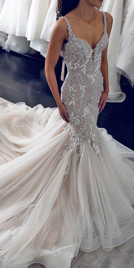 mermaid wedding dresses with spaghetti straps sequins leahdagloria