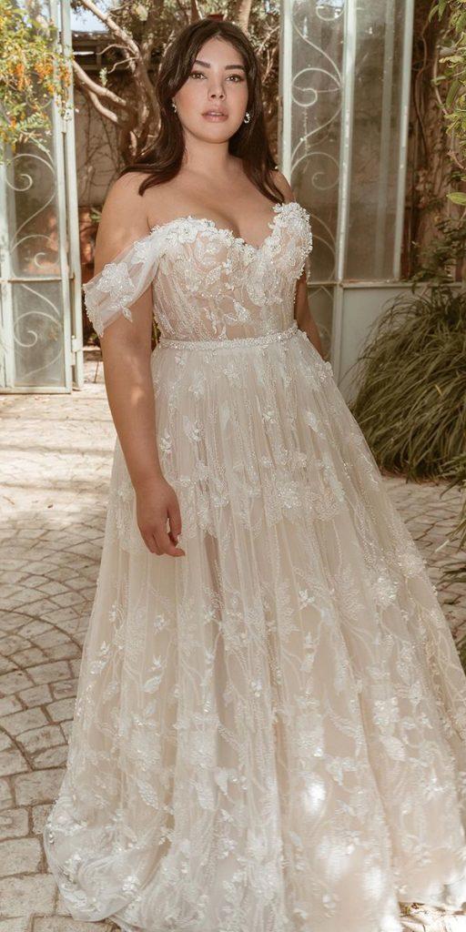 plus size wedding dresses a line off the shoulder lace galitrobinik