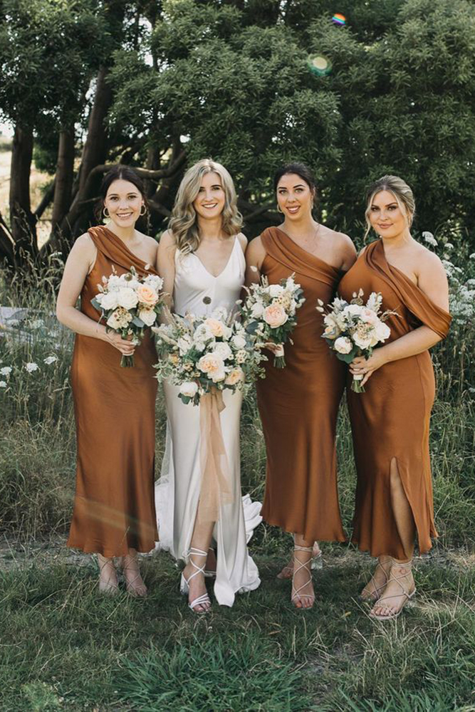 rustic bridesmaid dresses tea length brown simple leaveherwilder