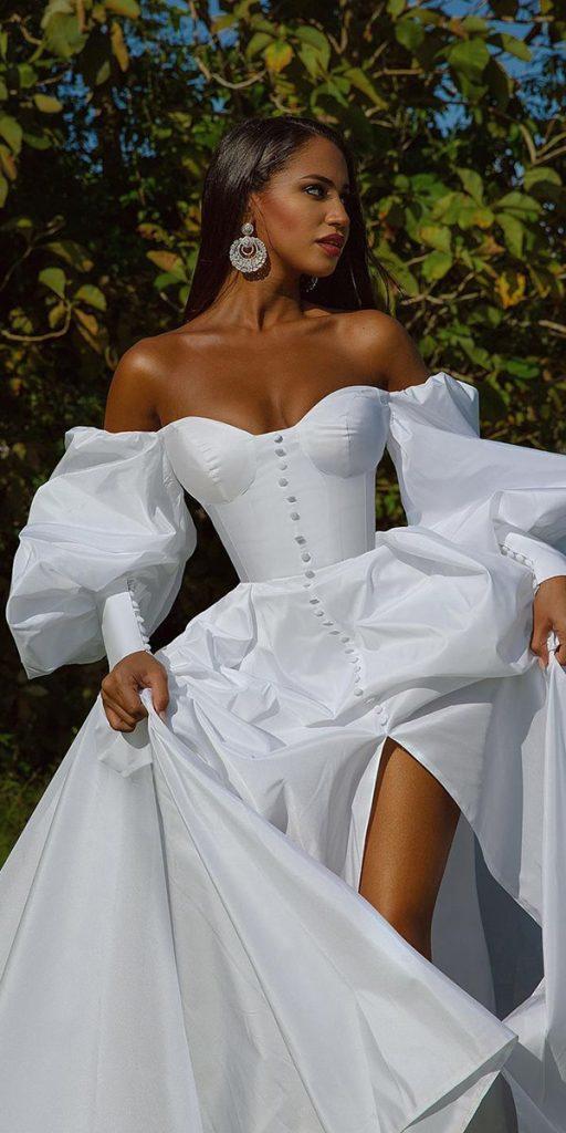 simple wedding dresses with sleeves off the shoulder saidmhamad