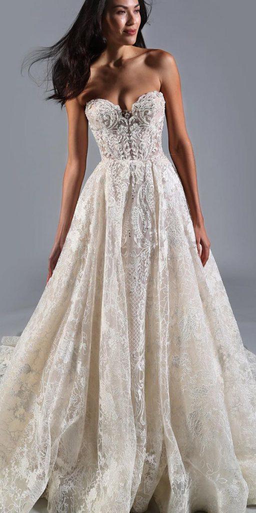 unique lace wedding dresses a line sweetheart strapless neckline sexy eve of milady