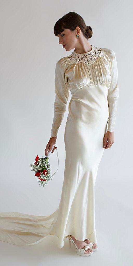 vintage wedding dresses 1920s simple sheath with sleeves BelovedVintage